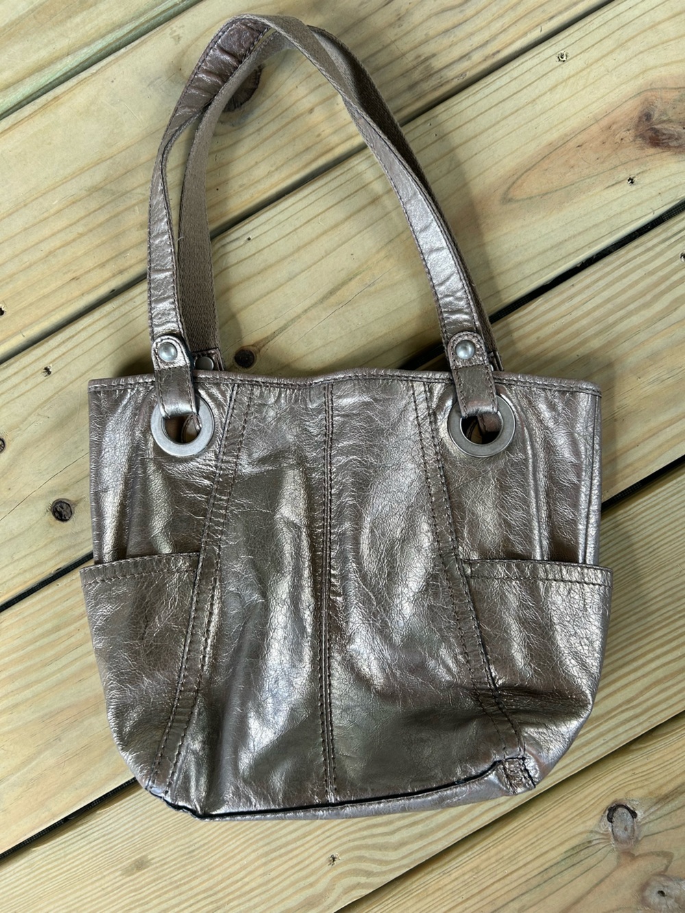 Metallic Taupe Women’s Fossil Tote Bag
